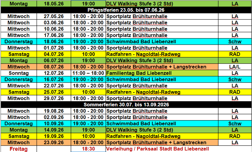 Termine Sportabzeichen